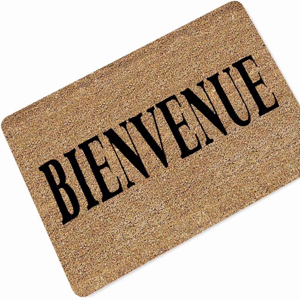 YQ Park Non-Slip Waterproof Welcome Doormat - French 'Bienvenue' Entrance Mat for Front Door, Patio & Outdoor Use - Perfect for Home, Office & High Traffic Areas