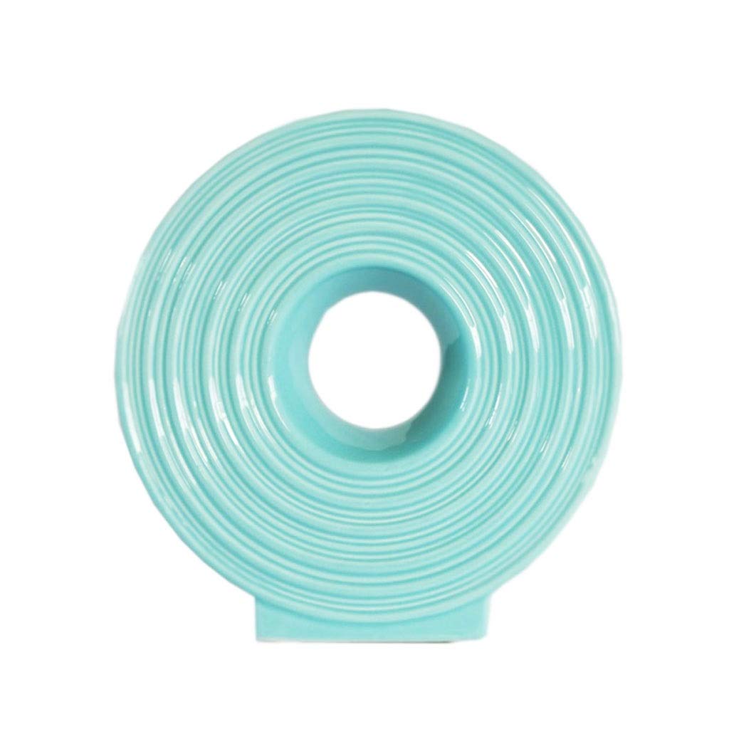 Modern Creative Ceramic Vase with Concentric Circles Design - Lake Blue Home Decor Flower Vase for Living Room, Wedding, Housewarming Gift for Friends & Couples