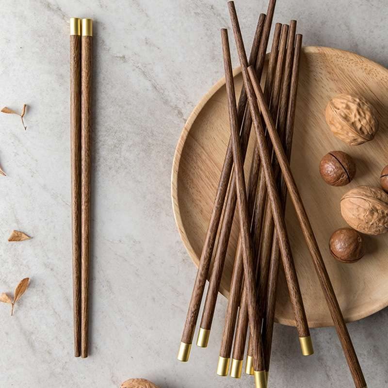 Handmade Natural Wood Chopsticks - 25cm Chinese Ebony Wenge Wood Sushi Chopsticks for Japanese, Korean Noodles | 5-Pair Set | Perfect for Asian Cuisine, Home Dining & Gift Giving