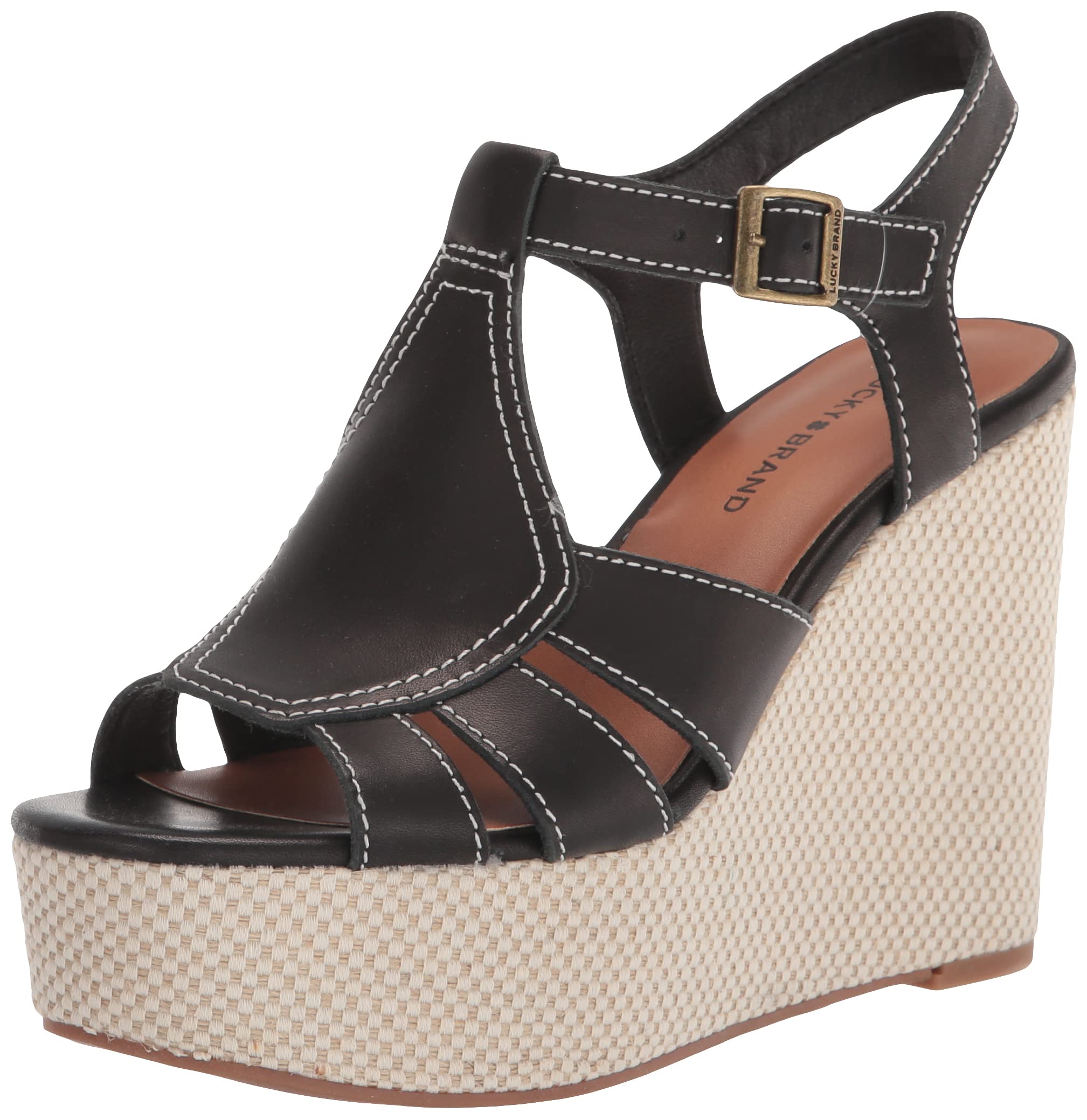 Lucky Brand Women's Jessica Platform Wedge Sandal - Comfortable Black Summer Shoes Size 11 | Perfect for Beach Vacations, Date Nights & Casual Outings