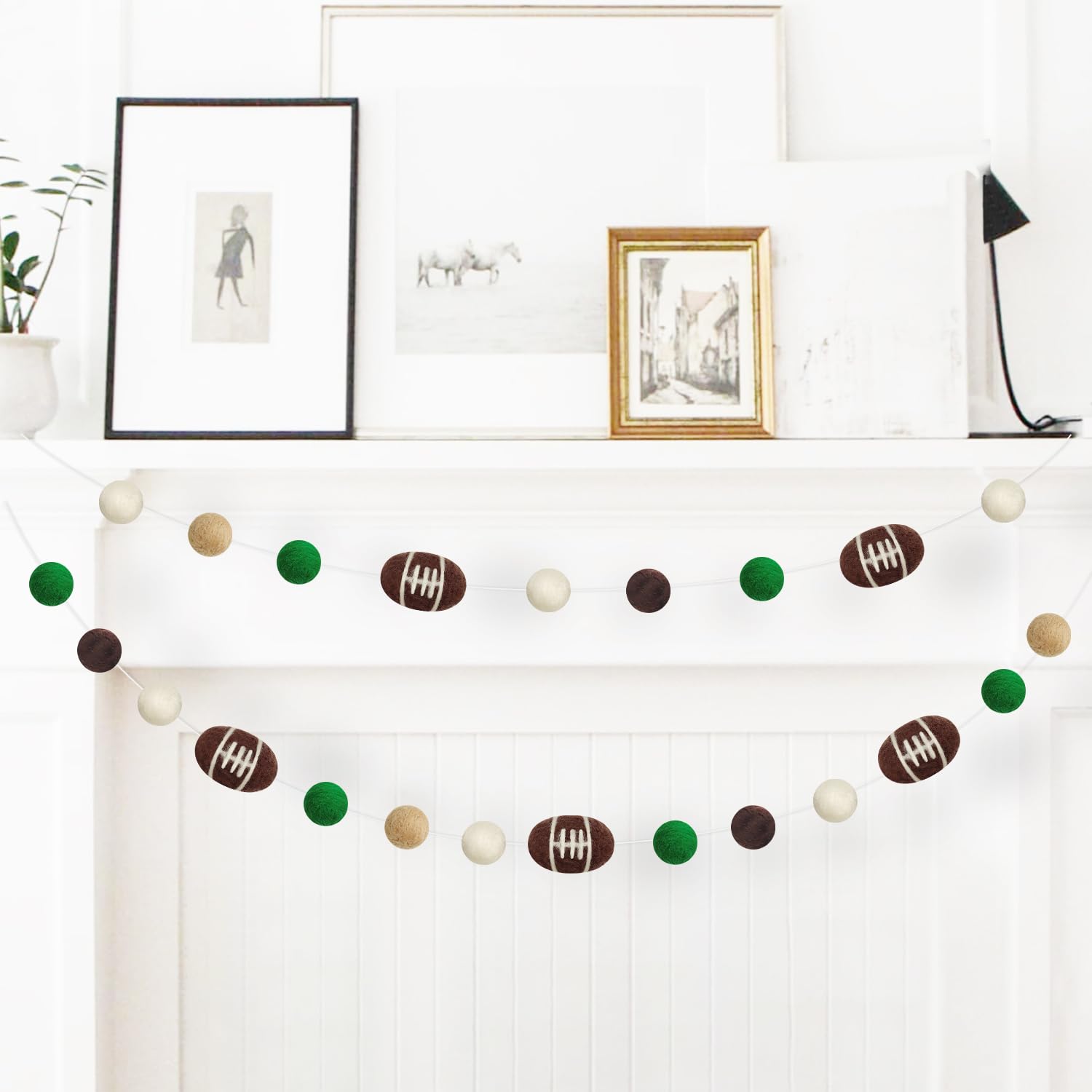 Football Felt Ball Garland - 23-Piece Rugby Pom Pom Banner for Sports Themed Party Decorations, Game Day & Bowl Party Supplies | Perfect for Football Fans, Club Events & Home Decor
