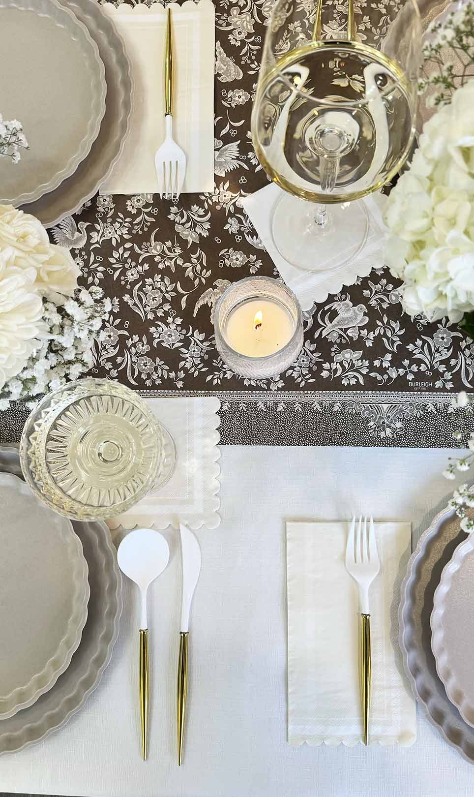 Elegant Royal Peacock Table Setting - Brown & Cream Dining Decor for Weddings, Parties & Special Events | Premium Tableware Set