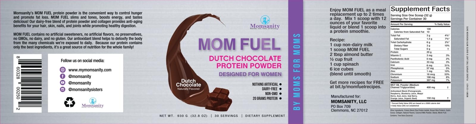 Plant-Based Dairy-Free Protein Powder for Women - 20g Vegan & Collagen Protein Blend | Dutch Chocolate Flavor | Meal Replacement Shake for Weight Loss & Muscle Recovery | Perfect for Post-Workout & Busy Mornings