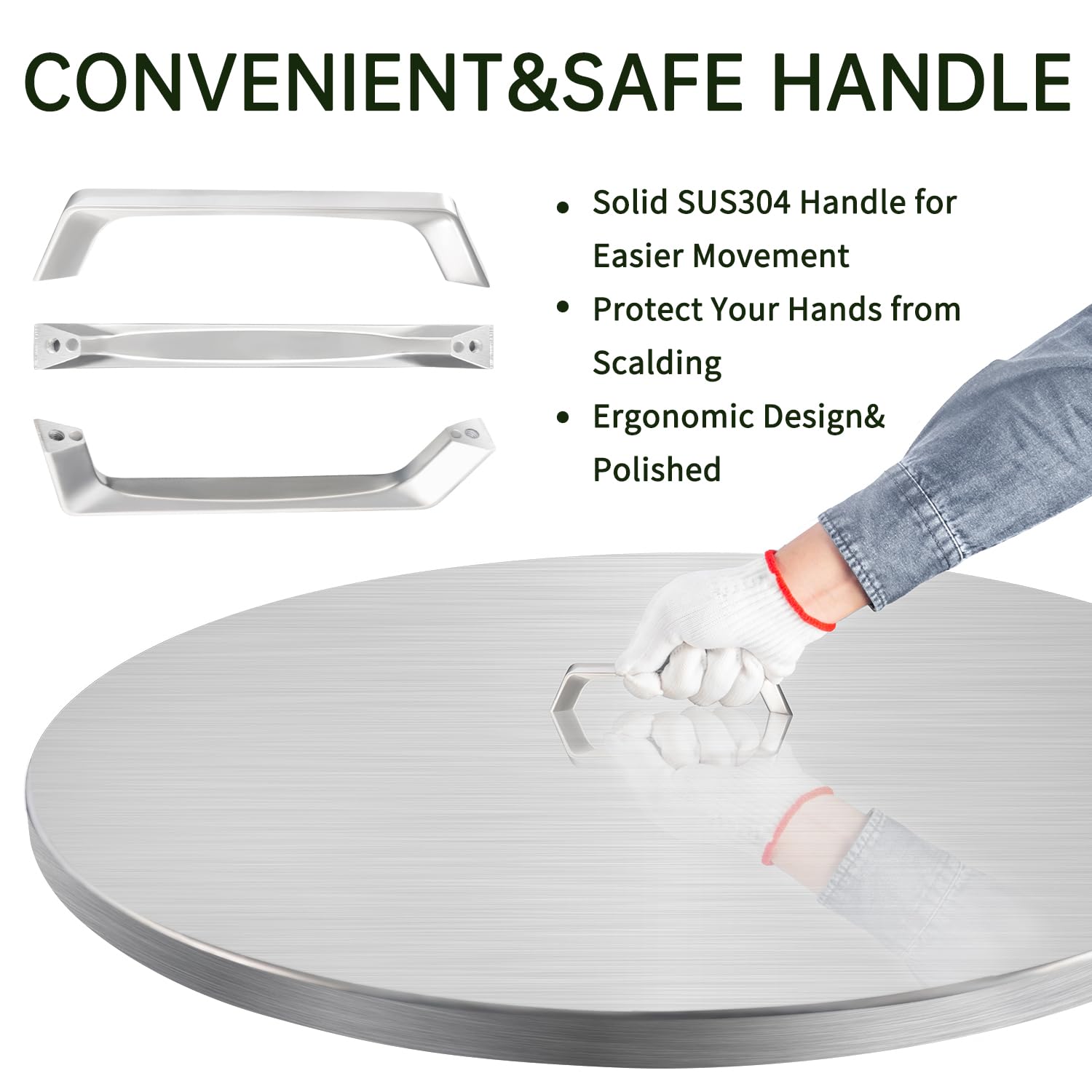 34 Inch Fire Pit Cover - Heavy-Duty 304 Stainless Steel Round Fire Pit Lid for 30/31 Inch Flat & Drop-In Burner Pans | Weatherproof Outdoor Protection for Patio, Backyard, Camping & Deck Use