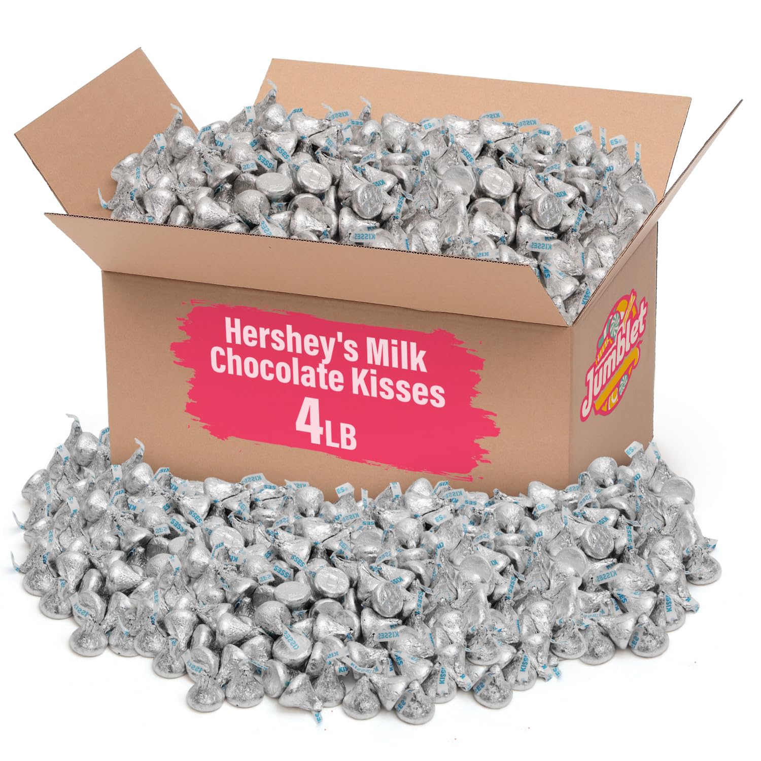 Hershey's Milk Chocolate Kisses Bulk 4 Lb - Party Candy, Holiday Treats & Everyday Snacks - Perfect for Candy Buffets, Gift Bags, Baking Decorations, and Office Desserts