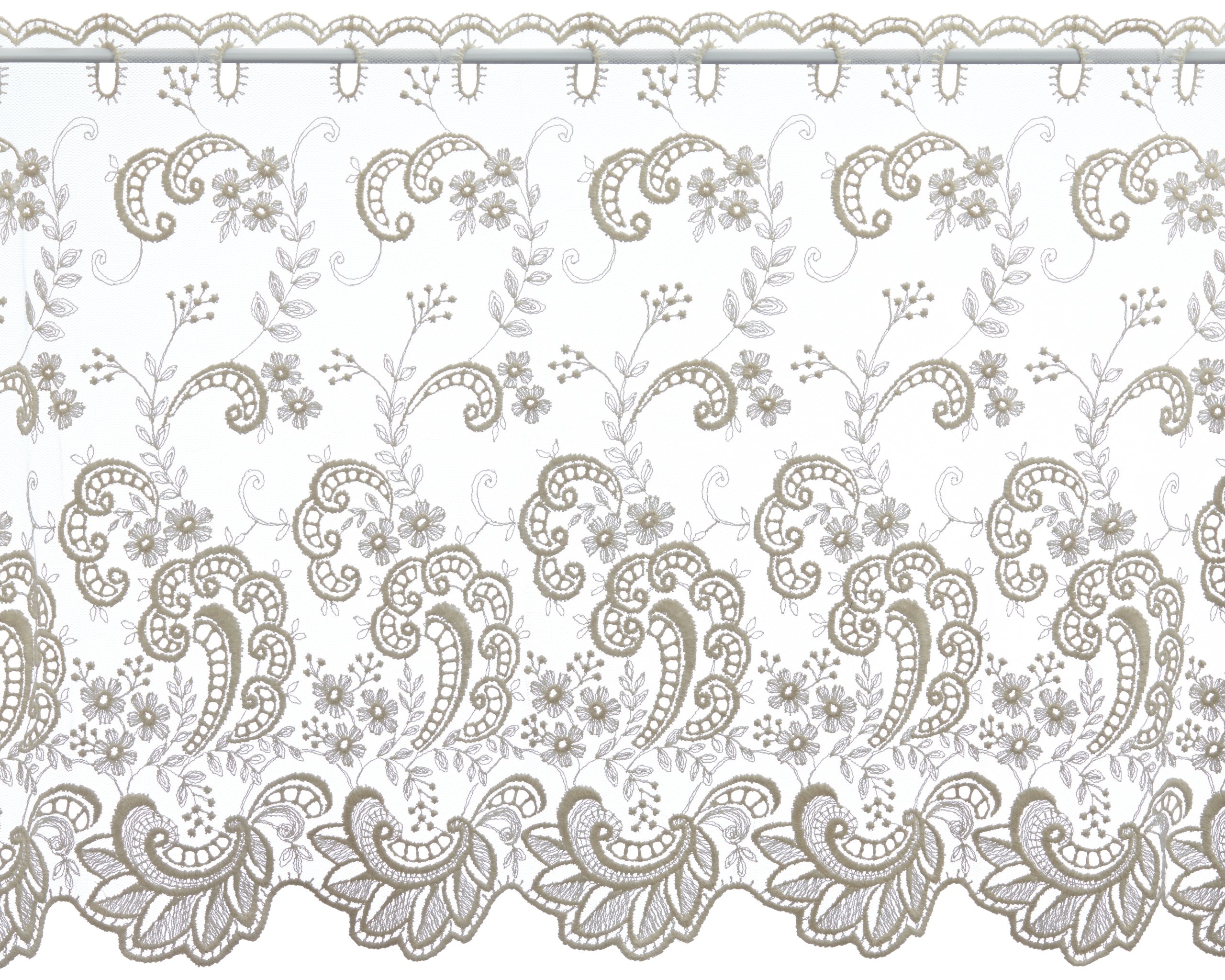 Florentine Design Net Lace Short Curtains - 65cm Height x 118cm Width in Cream & Champagne Colors | Perfect for Kitchen Windows, Bathroom Decor & Cottage Style Homes