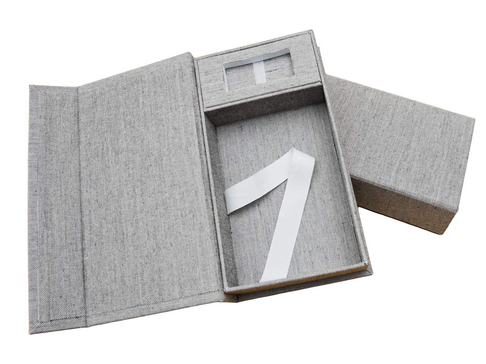 Elegantdisk Wedding USB Storage Box - Grey Linen Photo Keepsake Box for Bridal Shower, Anniversary & Special Occasions (USB Flash Drive Not Included)