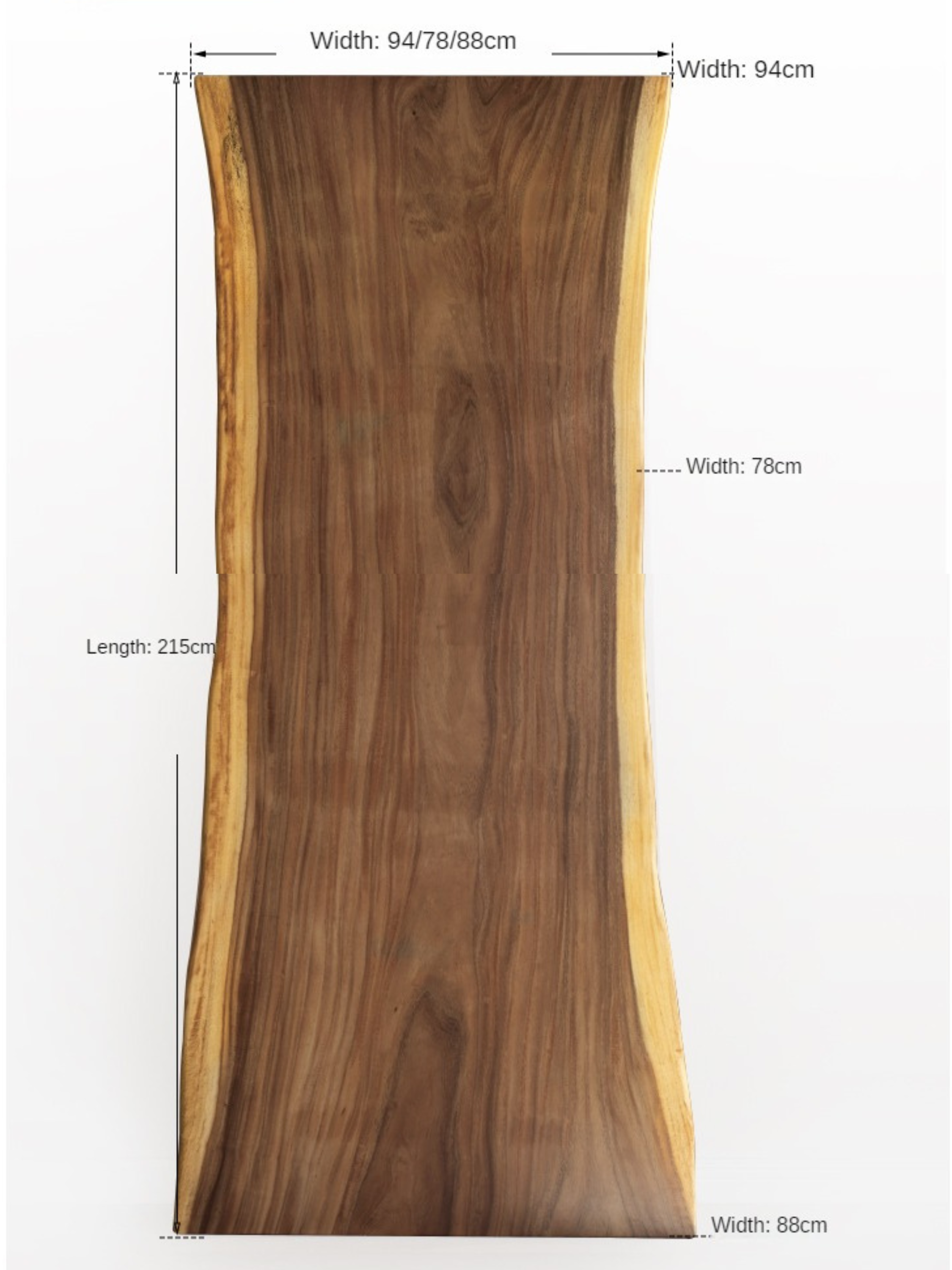 Premium Black Walnut Solid Wood Dining Table with Natural Edge - Large Top for Kitchen, Dining Room & Home Decor