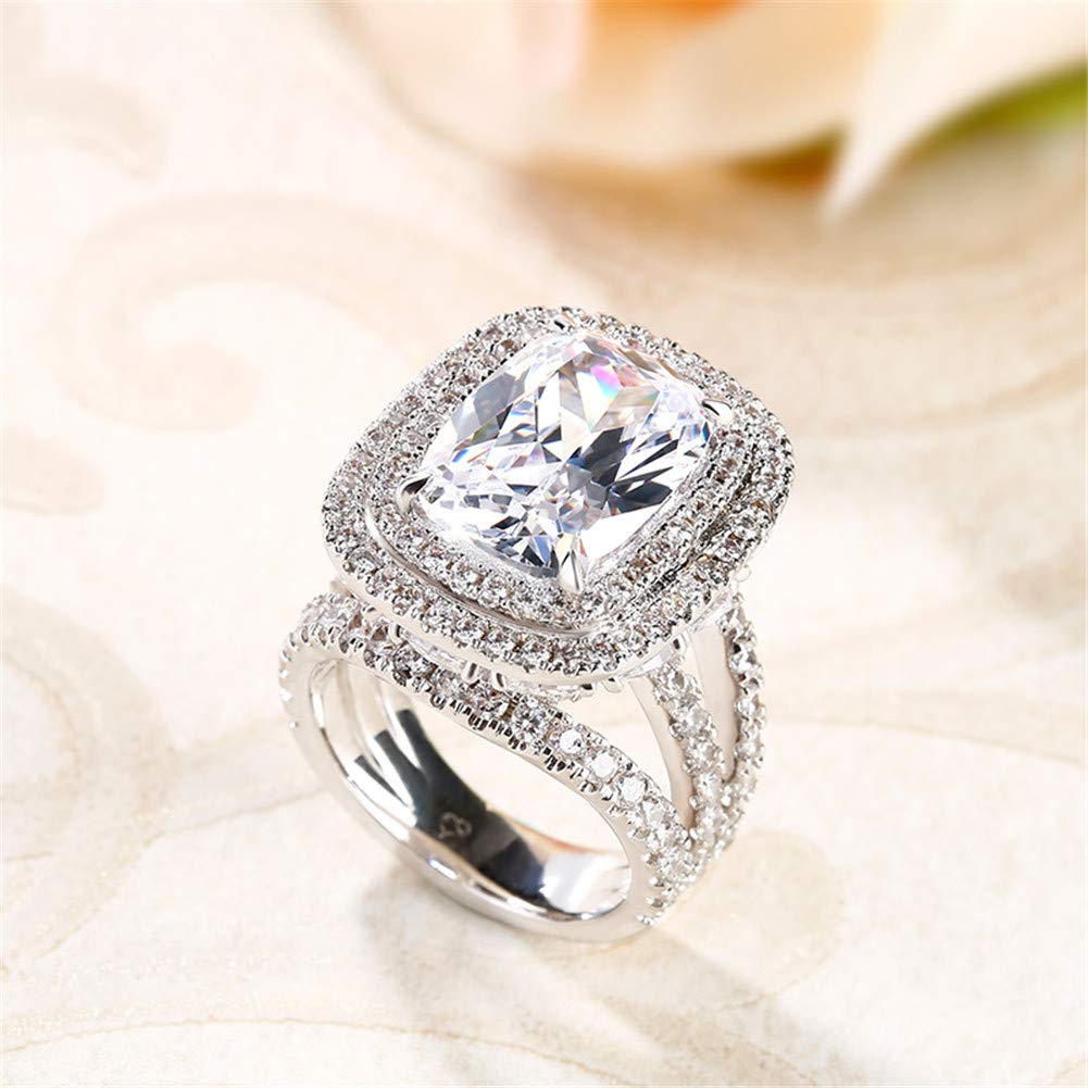 Jeulia 925 Sterling Silver Double Halo Cushion Cut Engagement Ring with Cubic Zirconia - Elegant Wedding, Promise & Anniversary Ring for Women - Perfect Romantic Jewelry Gift for Proposals, Valentine's Day & Special Occasions