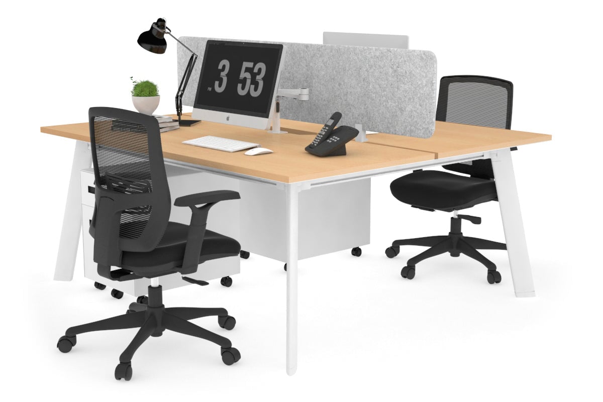 2 Person Workstation with White Frame - 1200L x 800W Switch Desk with Cable Management for Home Office & Coworking Spaces