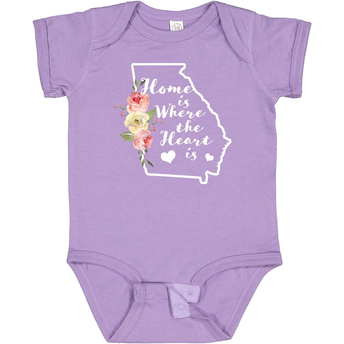 Inktastic Georgia Home is Where The Heart is Watercolor Baby Bodysuit - Soft Cotton Onesie for Newborns & Infants - Perfect for Family Photos, Gifts & Everyday Wear
