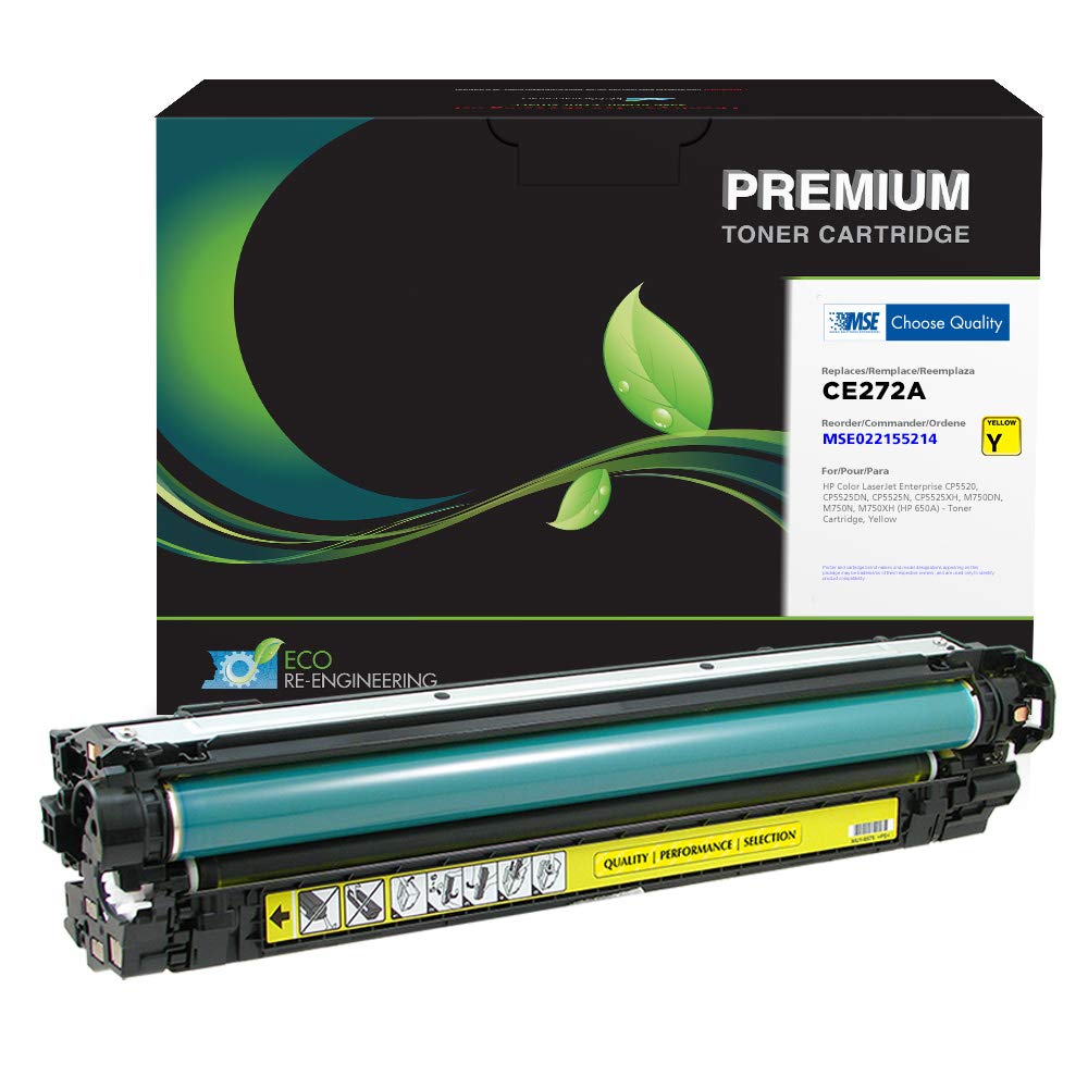 MSE Remanufactured Yellow Toner Cartridge Replacement for HP CE272A/650A - High Yield Printer Ink for Home & Office Use
