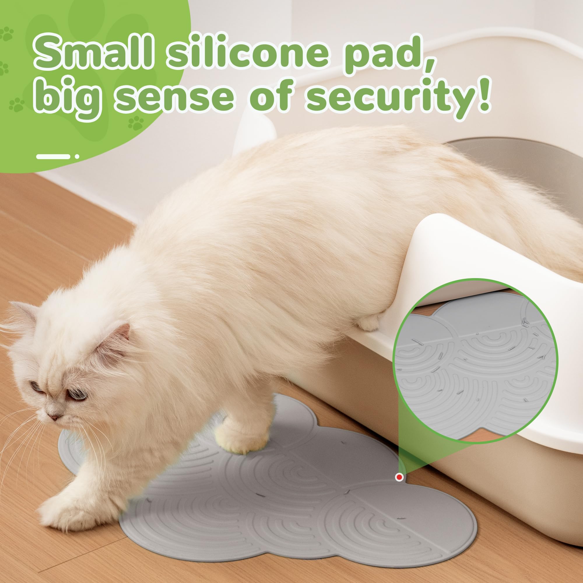 Li&Zhao Waterproof Pet Food Mat - Non-Slip Dog & Cat Feeding Mat, Durable Bowl Placemat for Floors, Easy Clean Spill-Proof Pet Dining Mat (Grey) - Perfect for Messy Eaters & Kitchen Floor Protection