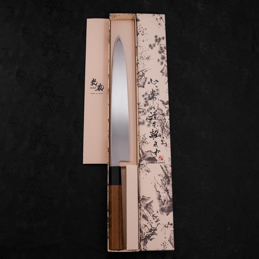 Premium Yanagiba Sushi Knife 270mm - Left Handed AUS-10 Stainless Steel Blade with Polished Buffalo Teak Handle - Perfect for Sushi Chefs & Japanese Cuisine Lovers