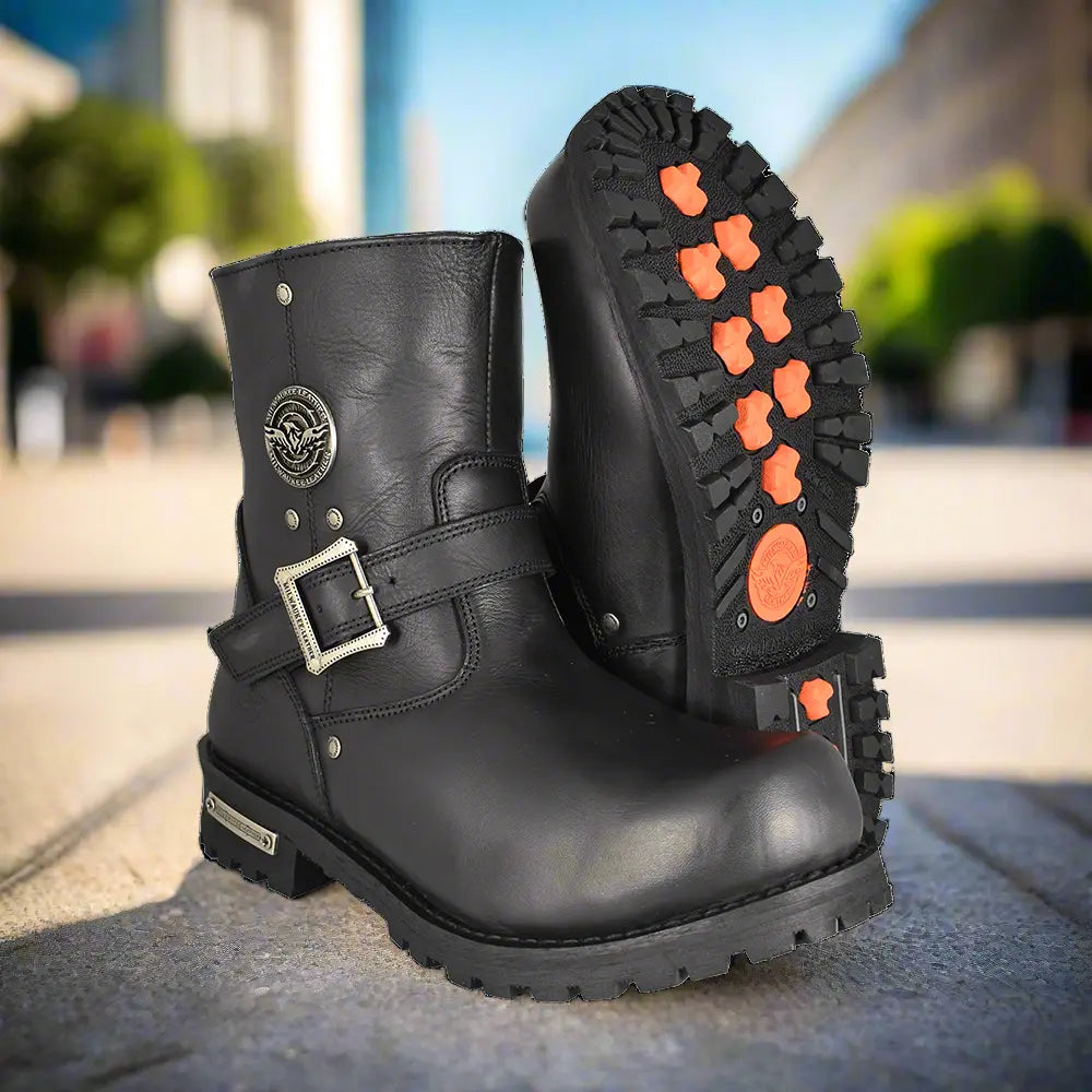 Milwaukee Leather Men's 6 Side Zip Motorcycle Boots - Durable Biker Boots for Riding & Protection - Perfect for Harley, Cruiser & Touring Motorcycles