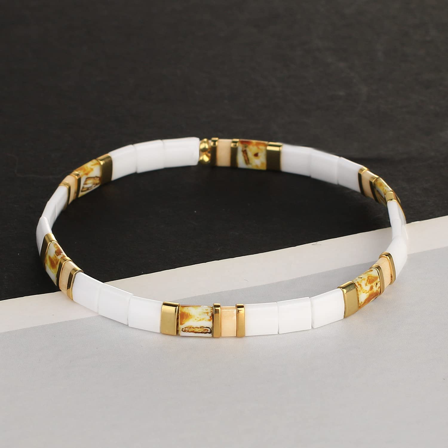KELITCH Fashion Tila Miyuki Beaded Bracelet - Colorful Elastic Stretch Bracelet for Women, Friendship Jewelry Gift Set (2PCS) - Perfect for Birthday, Anniversary & Everyday Wear
