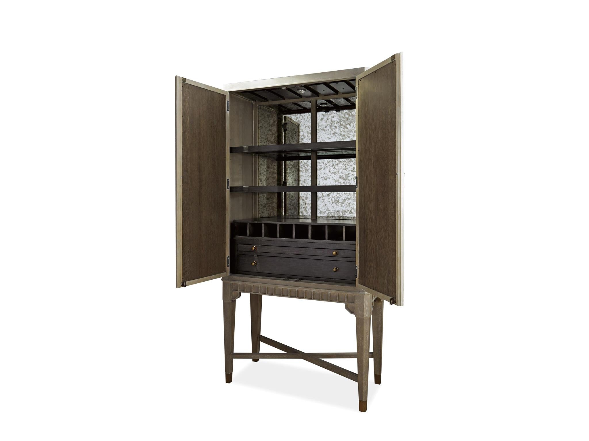 Universal Bar Cabinet with Glass Doors - Modern Home Bar Storage for Wine, Liquor & Glassware - Perfect for Living Room, Dining Room or Man Cave