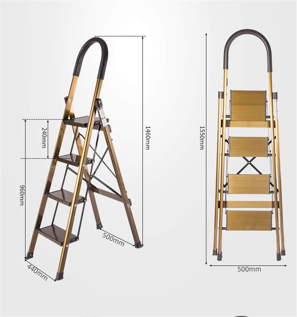 Aluminum Alloy Waterproof 4-Step Ladder & Portable 3-Step Folding Ladder - Multi-Function Stepladder for Clothing Store, Home, Office, and Outdoor Use
