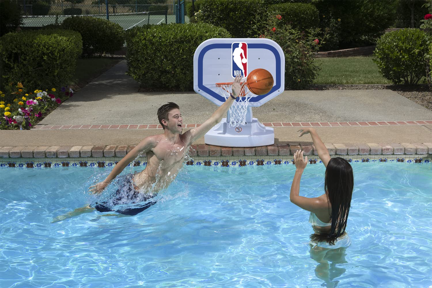 Poolmaster 72900 NBA Logo USA Competition-Style Poolside Basketball Game - Perfect for Backyard Pool Parties, Summer Fun & Outdoor Water Activities