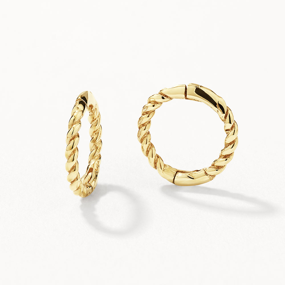 10k Gold Mini Rope Sleeper Earrings - Dainty Hoop Earrings for Everyday Wear, Gift for Her, Perfect for Work & Special Occasions