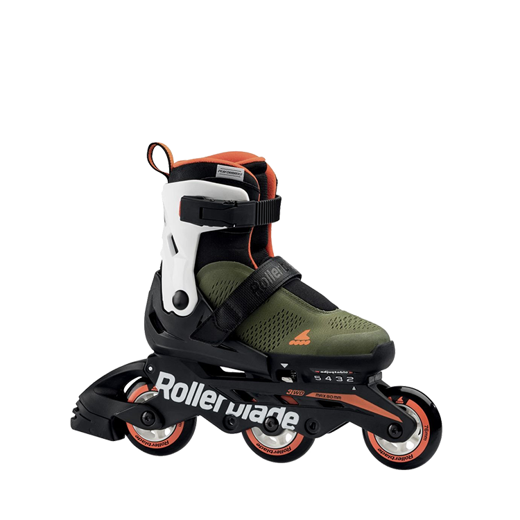 Rollerblade Microblade Free 3WD Inline Skates - Military Green/Orange - High Performance 3 Wheel Rollerblades for Adults, Fitness & Urban Skating