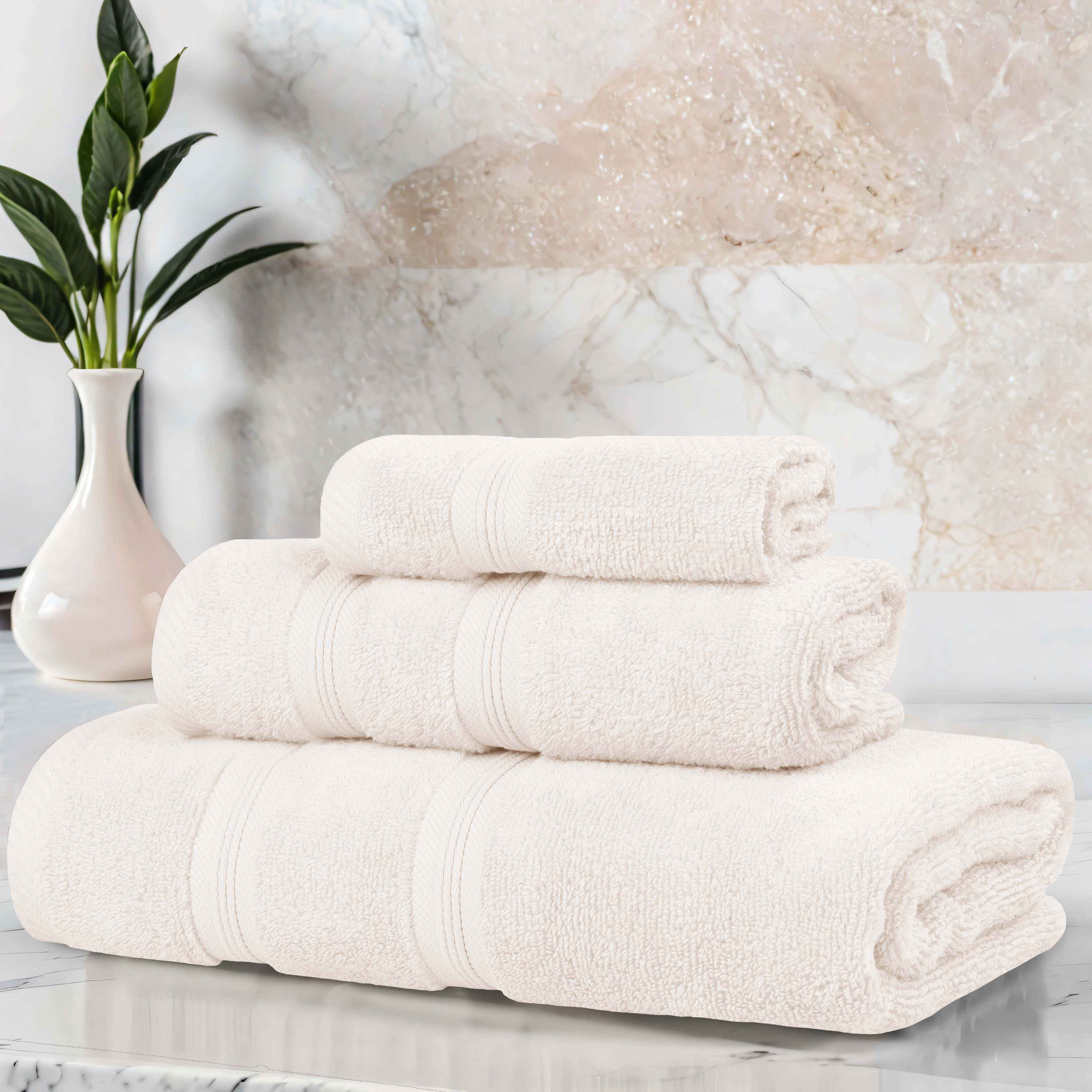 Premium Smart Dry Zero Twist Cotton 3-Piece Towel Set - Ultra Soft & Absorbent Bath Towels, Hand Towels & Washcloths - Perfect for Spa, Bathroom & Luxury Home Decor