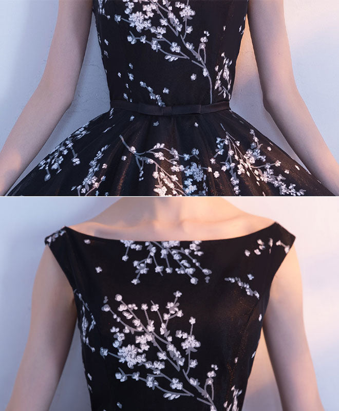 Elegant Black Tulle Tea-Length Prom Dress | Formal Evening Gown for Homecoming, Dances & Special Occasions