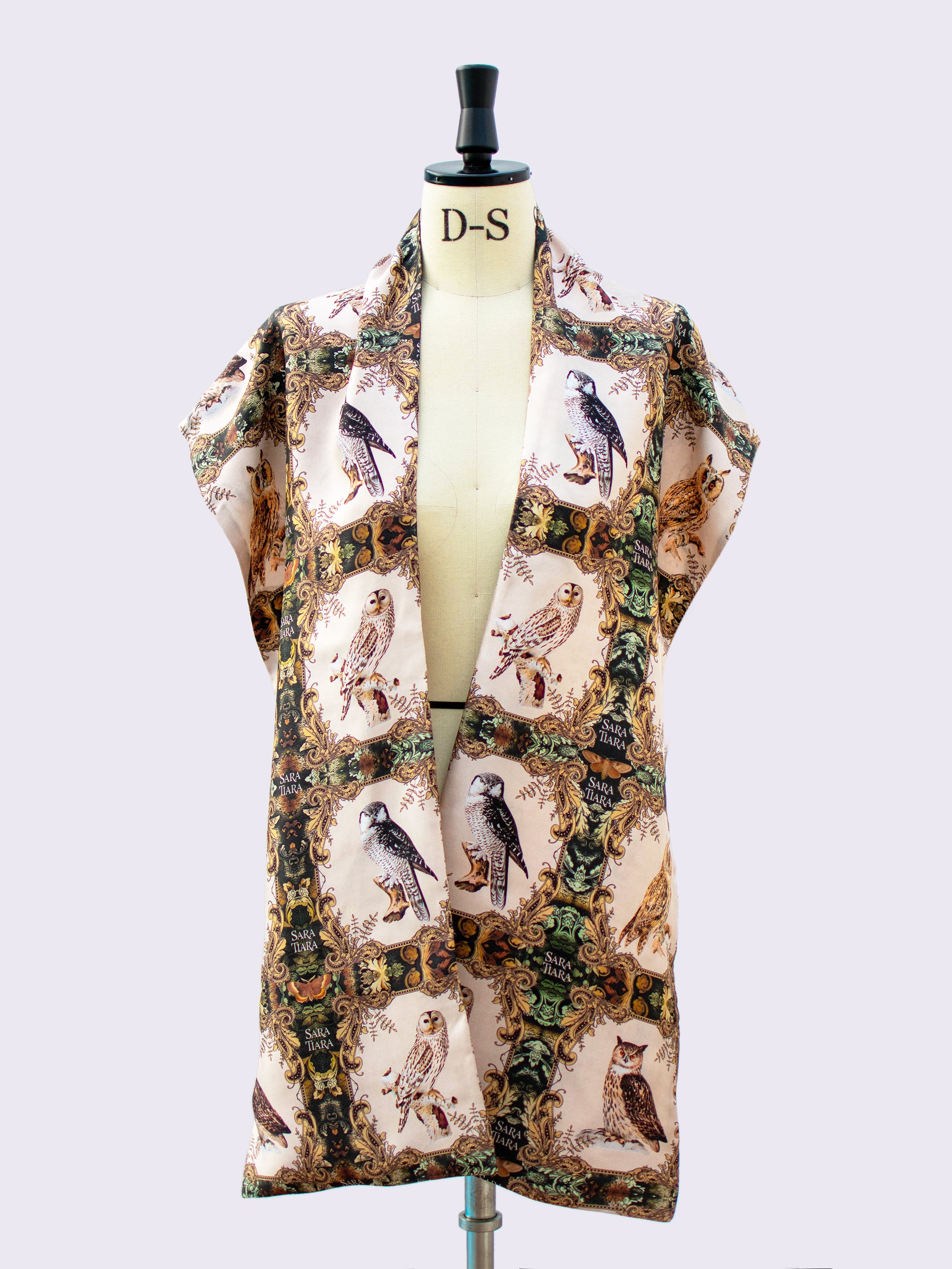 Stylish Silk Maxi Scarf with Owl Print - Elegant Fashion Accessory for Women, Perfect for Parties, Weddings & Everyday Wear