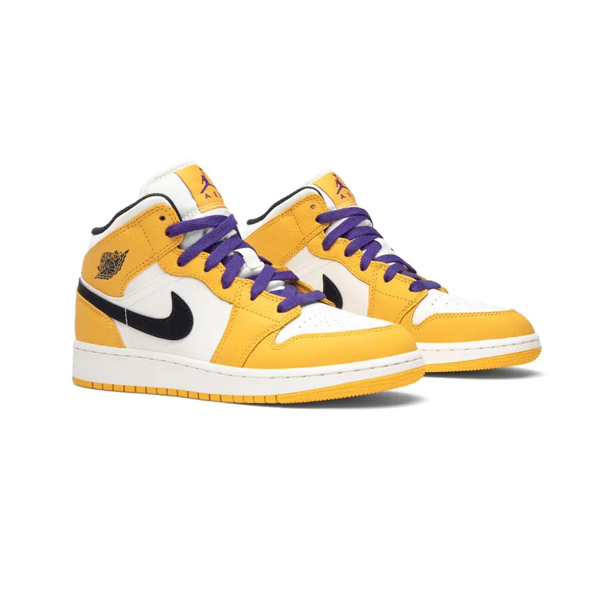 Air Jordan 1 Mid SE 'Lakers' GS Basketball Shoes - Purple & Gold Sneakers for Kids & Teens | Perfect for Basketball Games, Streetwear & Casual Outfits