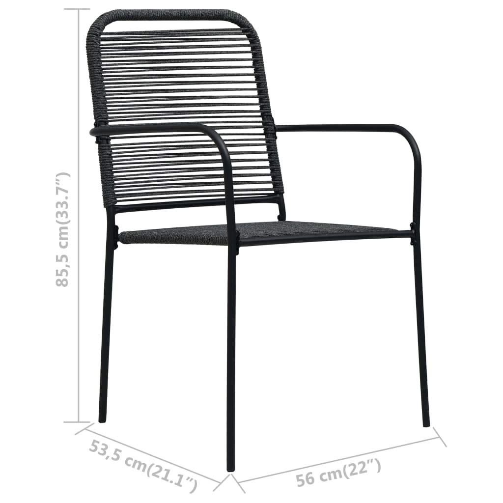 4-Piece Black Wrought Iron Outdoor Dining Chairs Set with Cotton Rope Seats - Patio Furniture for Garden, Backyard, and Poolside Relaxation