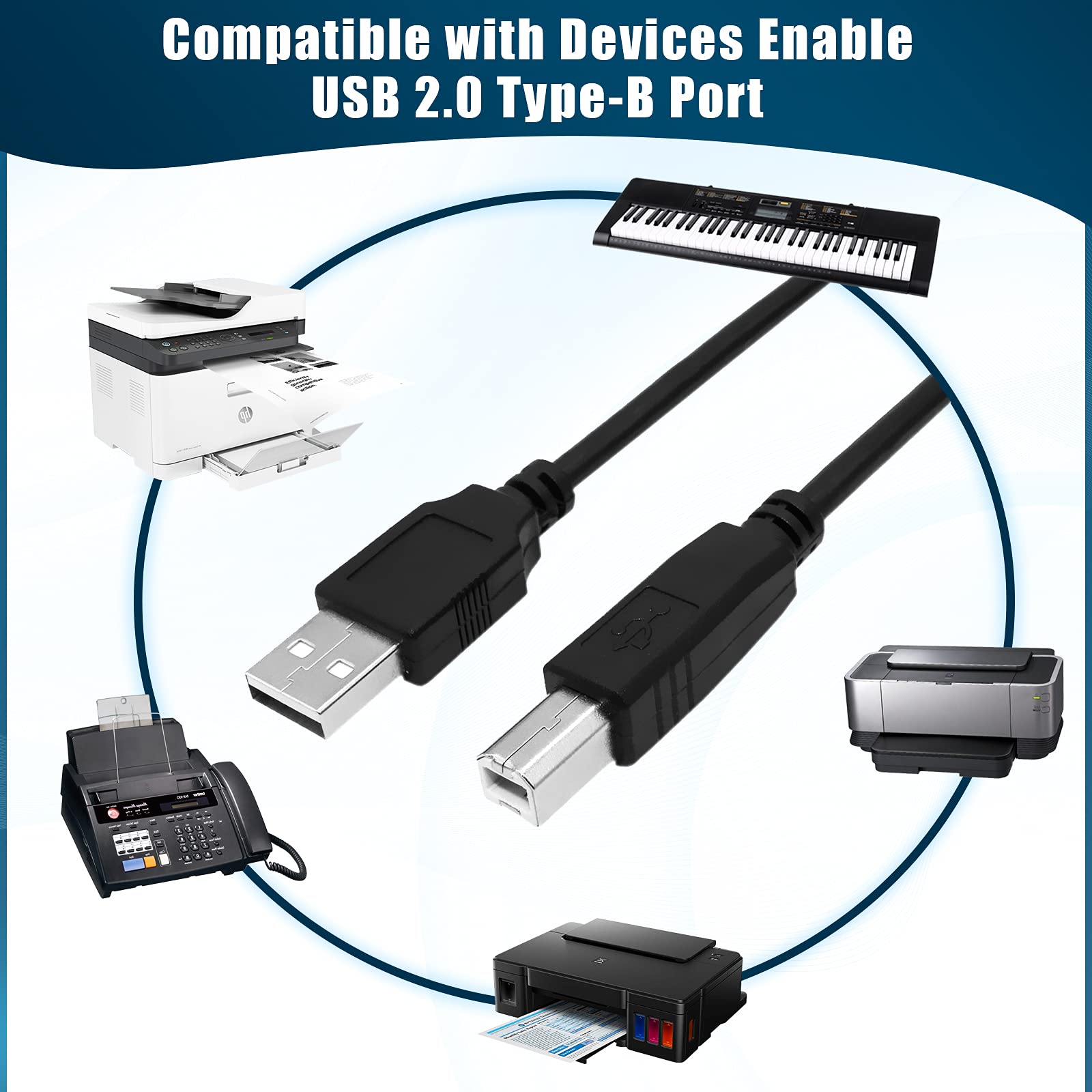 10FT USB Printer Cable for DYMO Label Writer 450 & Twin Turbo - High-Speed Data Transfer & Replacement Cord - Perfect for Shipping Labels, Office Printing & Barcode Scanners