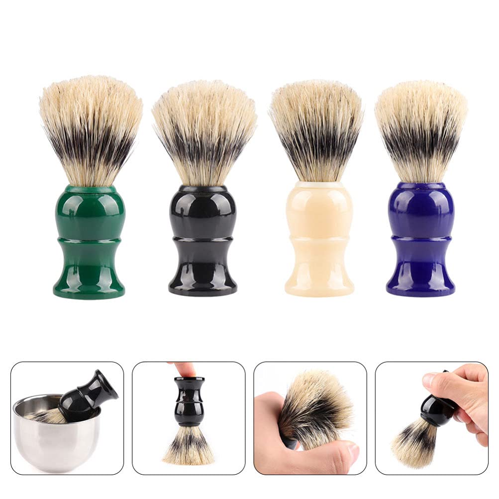 EXCEART Men's Shaving Brush Set - 4Pcs Ultra-Soft Silvertip Badger Bristle Shaving Brushes with Plastic Handle, Fine Bristle Hairbrush & Comb for Men, Perfect for Daily Grooming and Travel