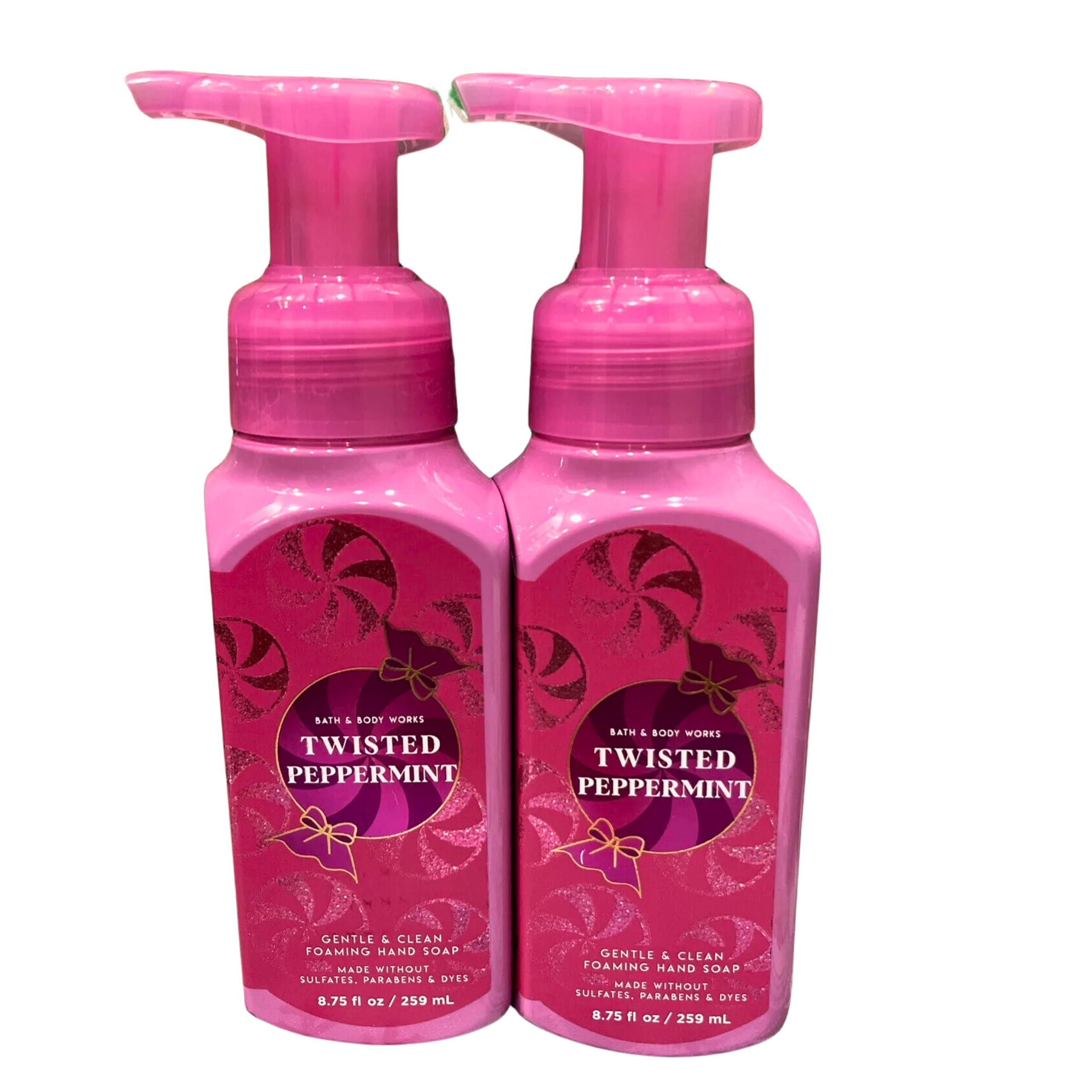 Bath & Body Works Gentle Foaming Hand Soap - 17.5oz Each, Pack of 2 (Twisted Peppermint Scent) | Moisturizing & Refreshing Hand Wash for Home, Office & Bathroom Use