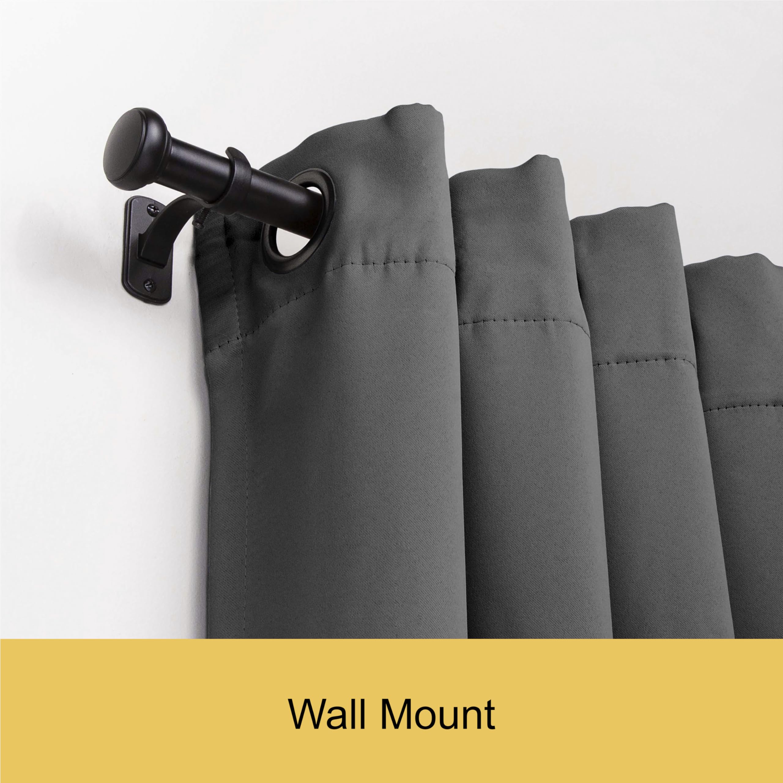 Kenney Weaver Adjustable Black Curtain Rod 42-116 Inch for Windows, Patio, Living Room & Bedroom