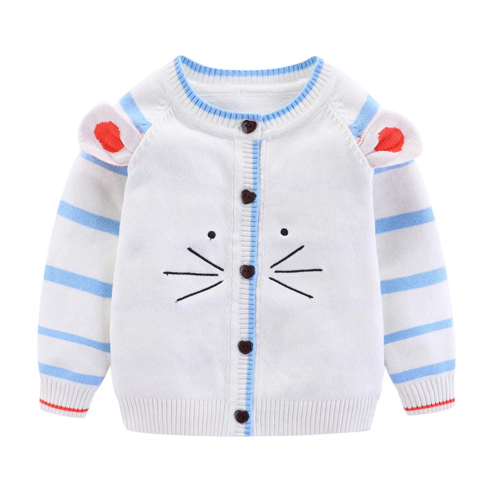 LittleSpring Cute Mouse Cardigan for Toddler Girls - Soft Long Sleeve Sweater for Baby Girls 1-3 Years - Perfect for Playdates, Birthday Parties & Family Photos