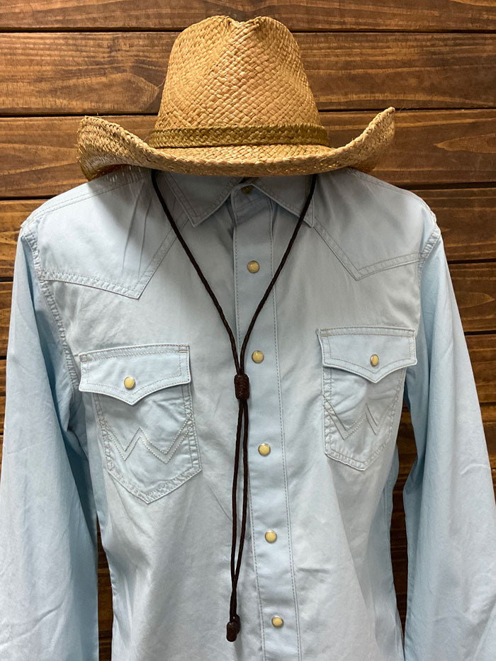 Fashionwest HH50IL K BR Leather Stampede String Brown Cowboy Hat - Western Style for Men & Women - Perfect for Rodeo, Country Music Festivals & Outdoor Adventures