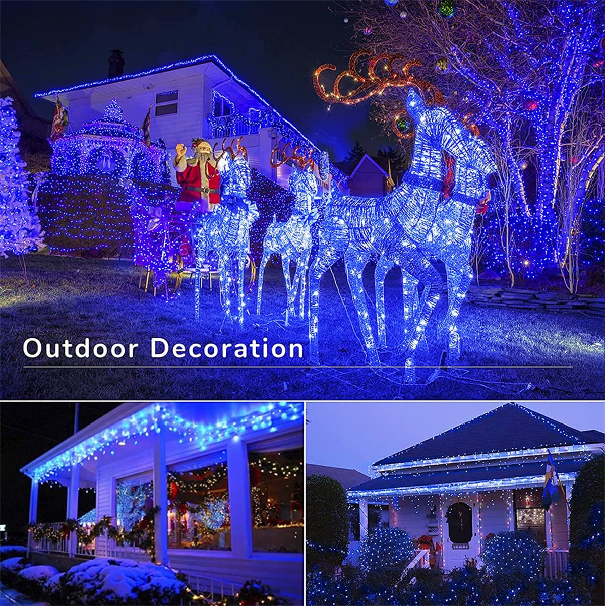 300LED Christmas String Lights 105FT - 8 Modes Blue for Xmas Tree & Outdoor Decor