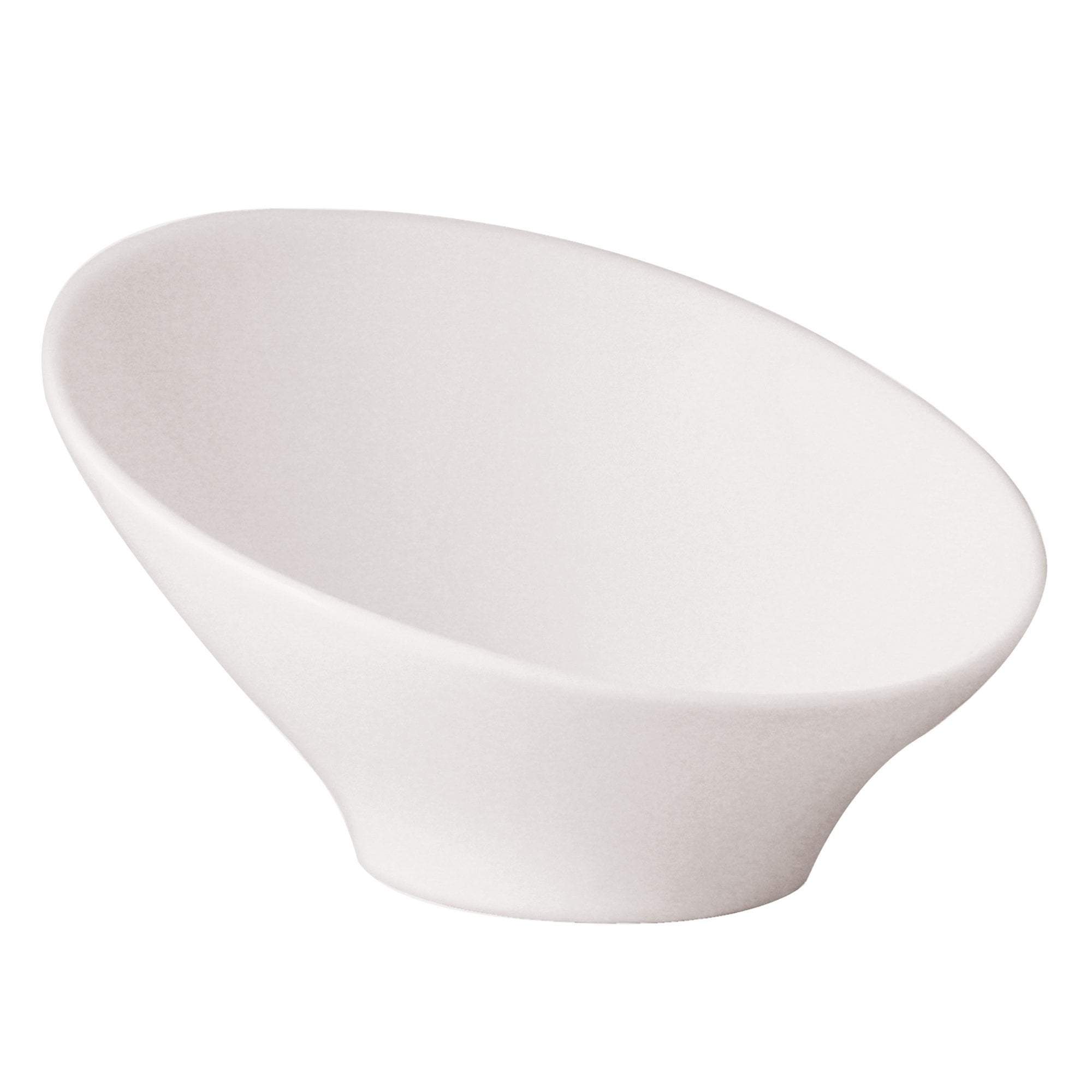 FOH Round Porcelain Bowl with Slanted Design - 2 oz Capacity - Perfect for Small Portions, Sauces, and Condiments - Ideal for Restaurants, Catering, and Home Use