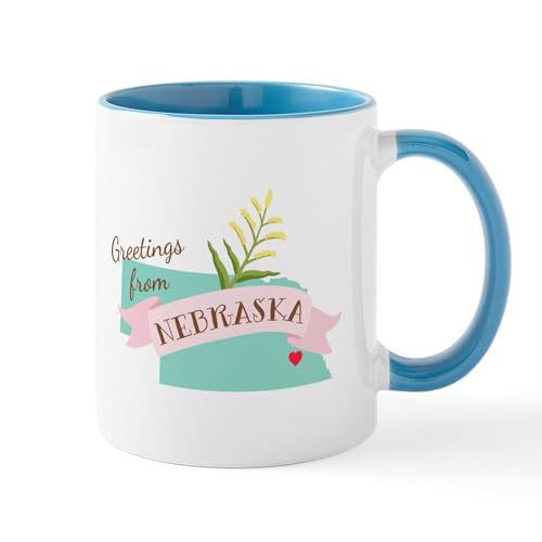 White/Blue Inside - Nebraska State Outline Goldenrod Flower Greetings