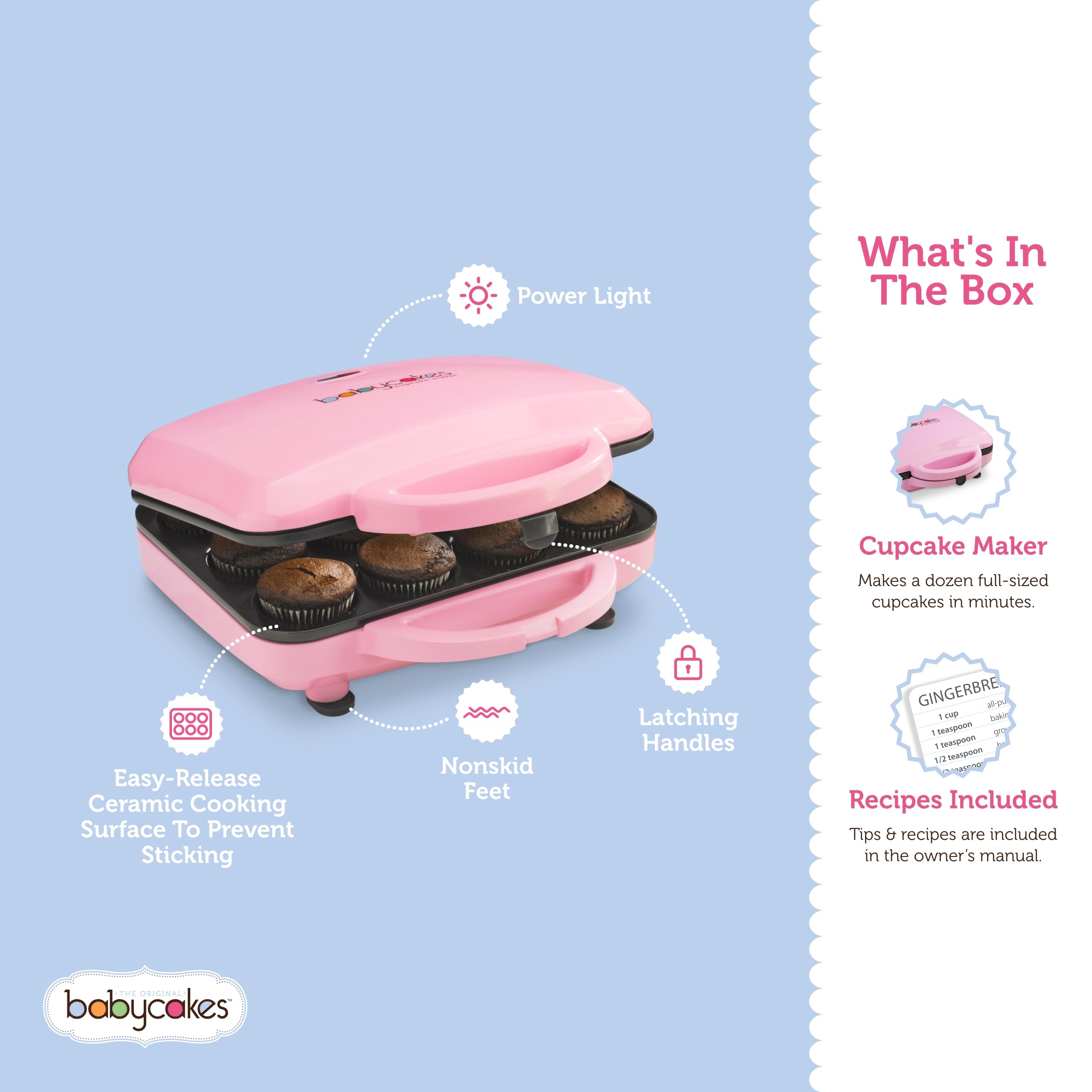 Pink Full Size Cupcake Maker - 12 Cup Capacity, Non-Stick Baking Pan, Perfect for Birthday Parties, Baby Showers & Home Baking