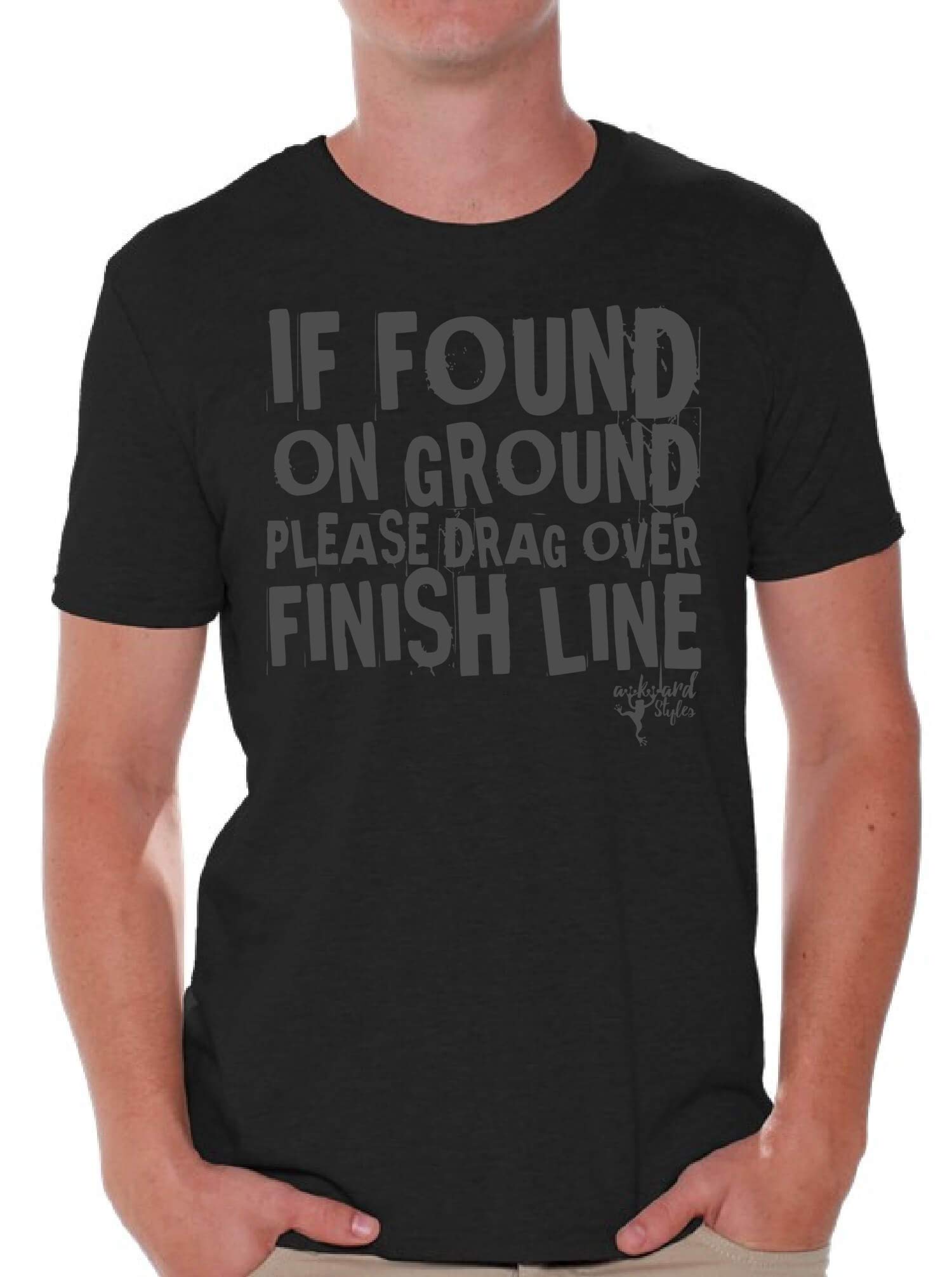 Funny Running T-Shirt - Please Drag Over Finish Line Graphic Tee for Runners | Marathon, 5K, 10K Race Outfit | Awkwardstyles Premium Cotton Shirt + Free Bookmark Gift