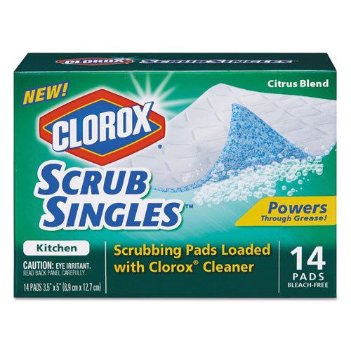 Clorox Kitchen Scrub Singles - 14 Disposable Cleaning Pads (Pack of 2) | Heavy-Duty Stain Remover for Countertops, Sinks & Appliances | Quick & Easy Kitchen Cleaning Solution