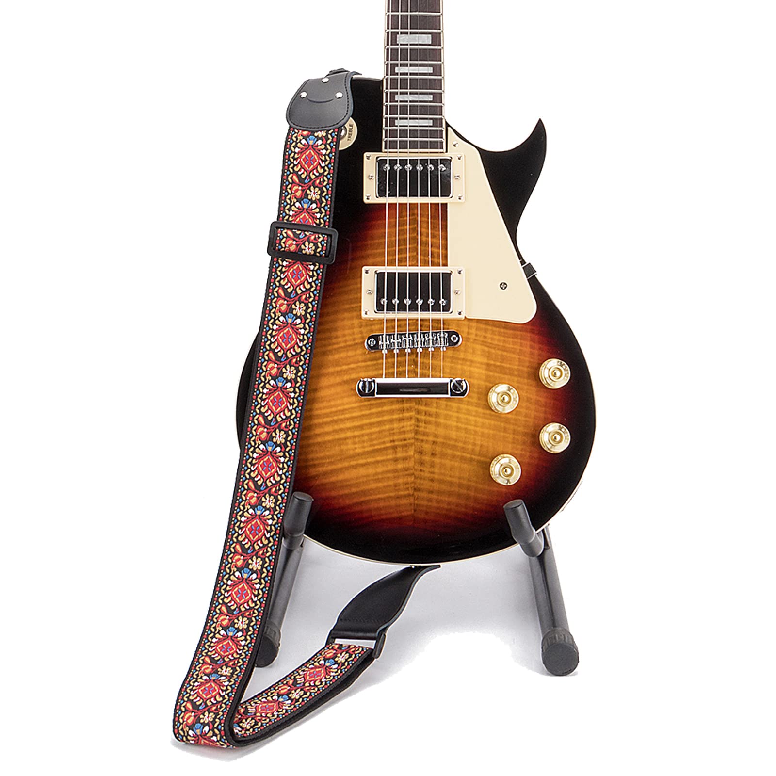 Premium Cotton Jacquard Guitar Strap for Electric, Acoustic & Bass Guitars - Includes 2 Free Silicone Strap Locks - Comfortable & Durable for Live Performances, Studio Sessions & Practice