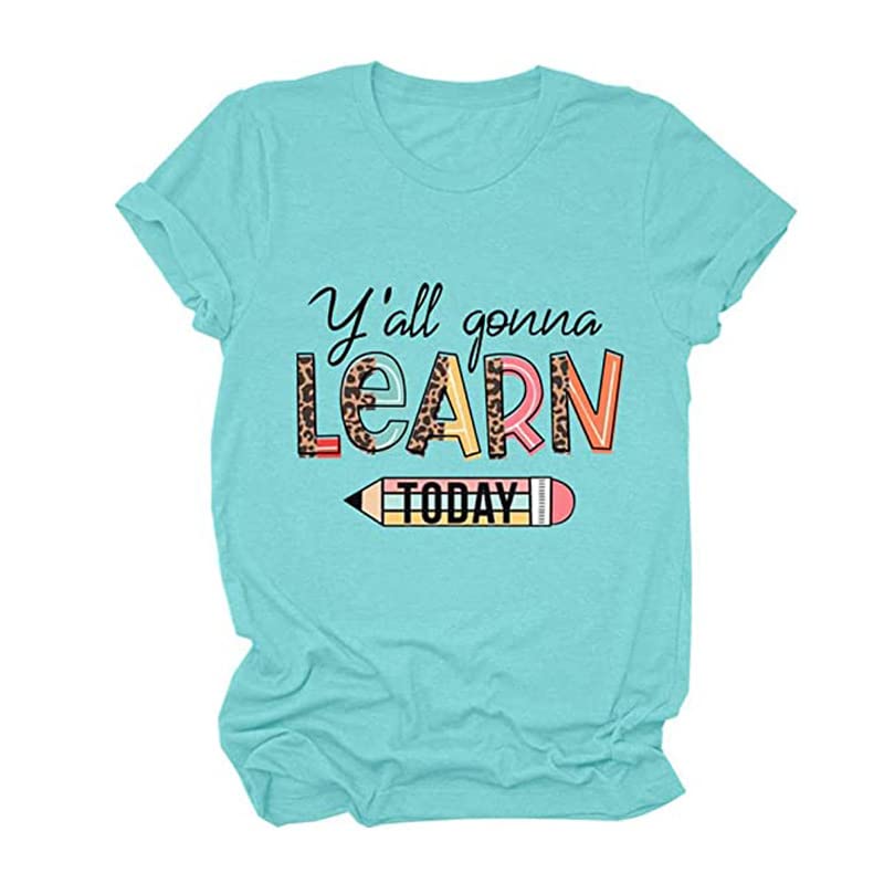 ZaYow Women's Fun Letter Graphic T-Shirt - Round Neck Casual Loose Fit Summer Top - Cute Tee for Everyday Wear, Outings & Vacation