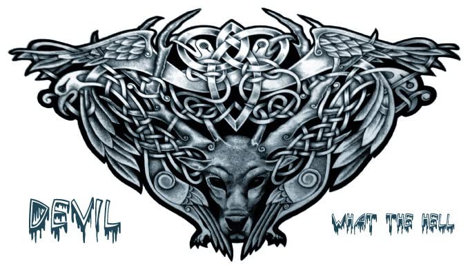 Waterproof Temporary Tattoos for Men & Women - Devil 'What The Hell' Text with Totem Design - 24x14cm Chest, Waist & Back Body Art - Perfect for Parties, Halloween & Costume Events