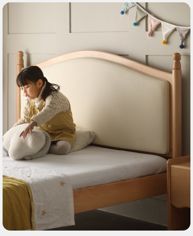 Solid Wood Princess Bed - Beech & Oak Wooden Toddler Bed for Girls - Perfect for Kids' Bedrooms, Nursery, and Playroom Decor