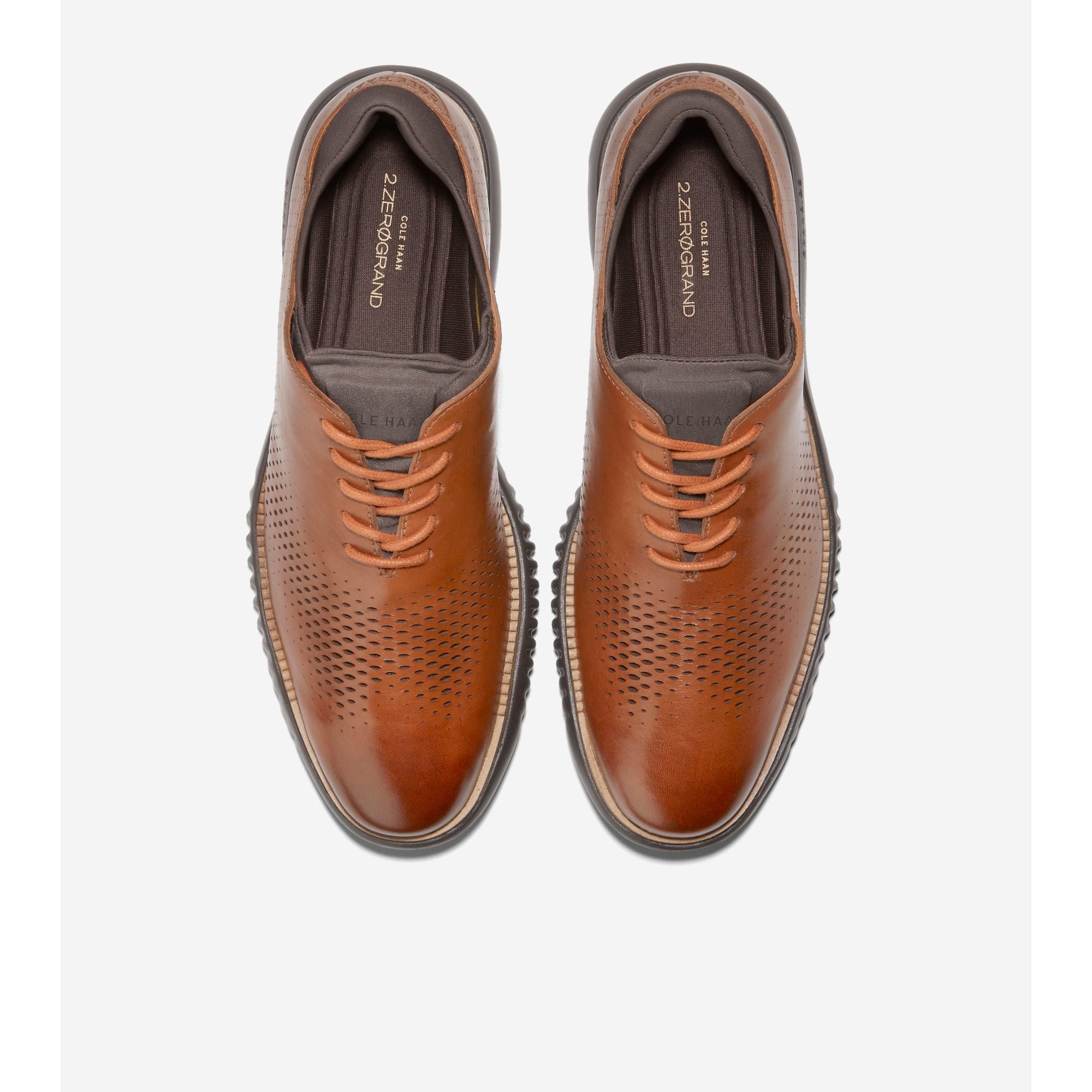 Cole Haan Men's 2.ZERØGRAND Laser Wingtip Oxford Dress Shoes in British Tan Java - Comfortable Business Casual & Office Wear for Professionals