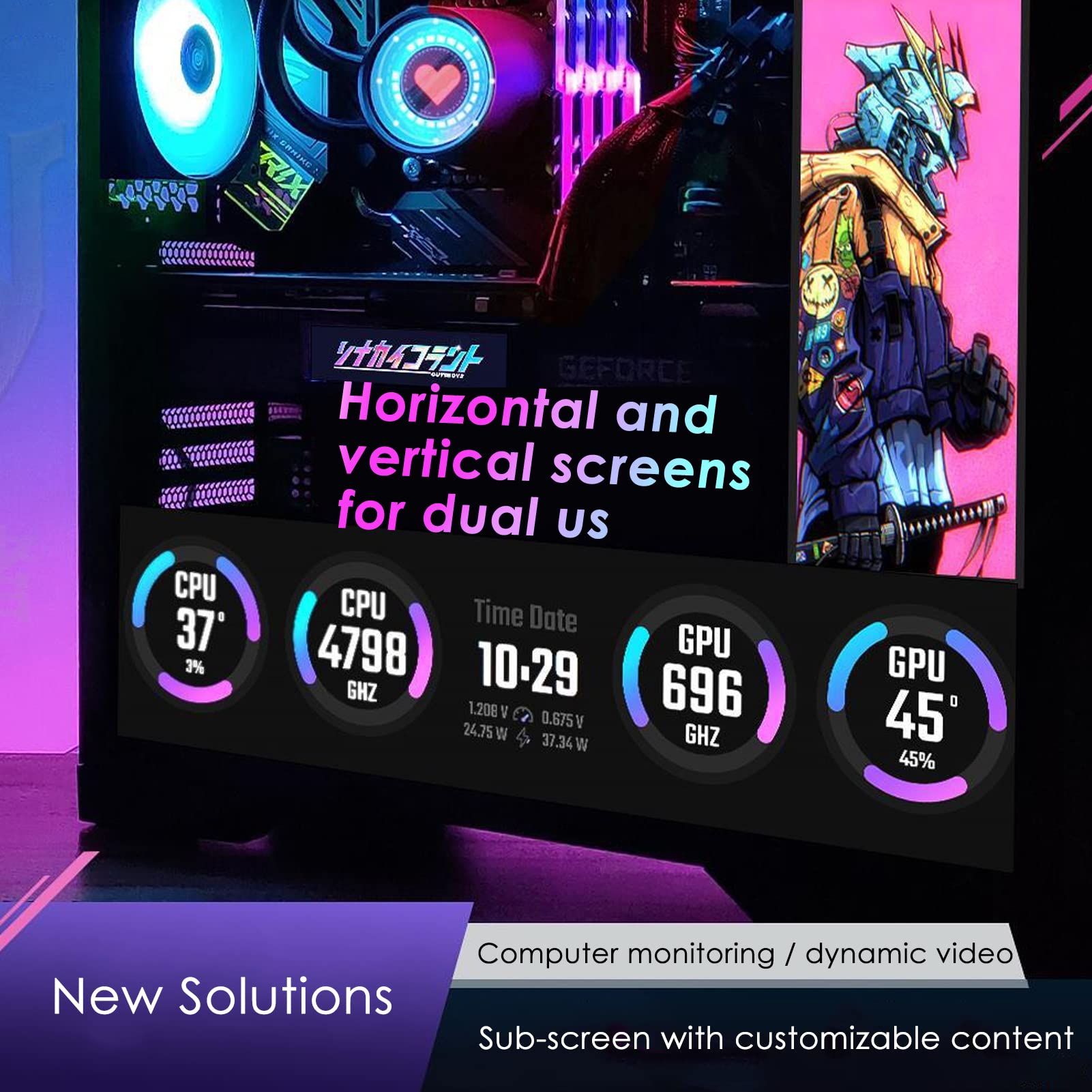 8.8 Inch PC Temperature Monitor - AIDA64 CPU GPU SSD RAM Sensor Panel with Dynamic Display for Raspberry Pi & Windows Computers | Real-Time PC Hardware Monitoring for Gaming Rigs, Workstations & ARGB Computer Cases