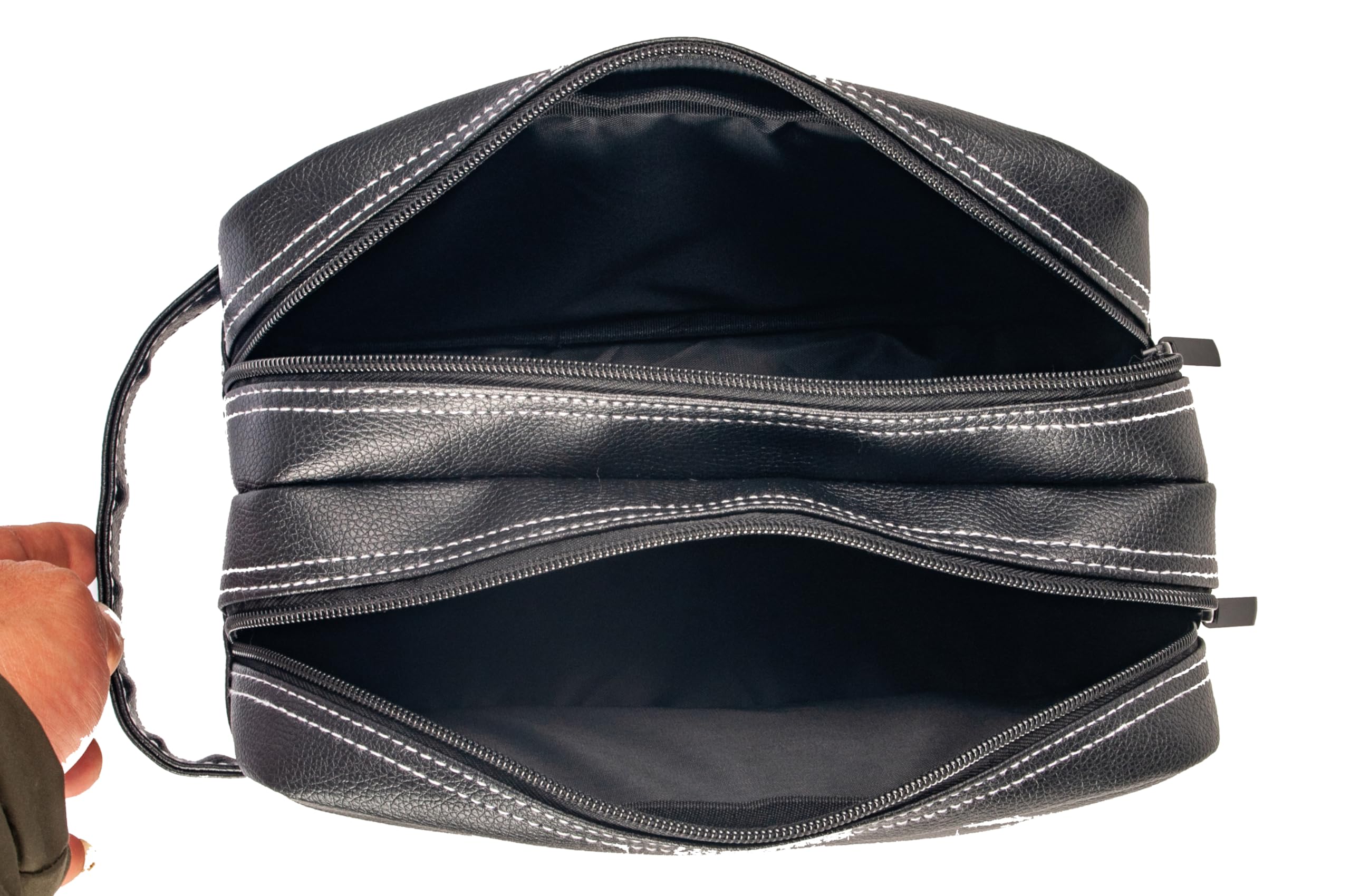 Premium PU Leather Men's Travel Toiletry Bag - Waterproof Bathroom Organizer with Handle for Shaving Kit, Grooming Essentials & Barber Tools | Ideal for Business Trips, Gym, Camping & Daily Use