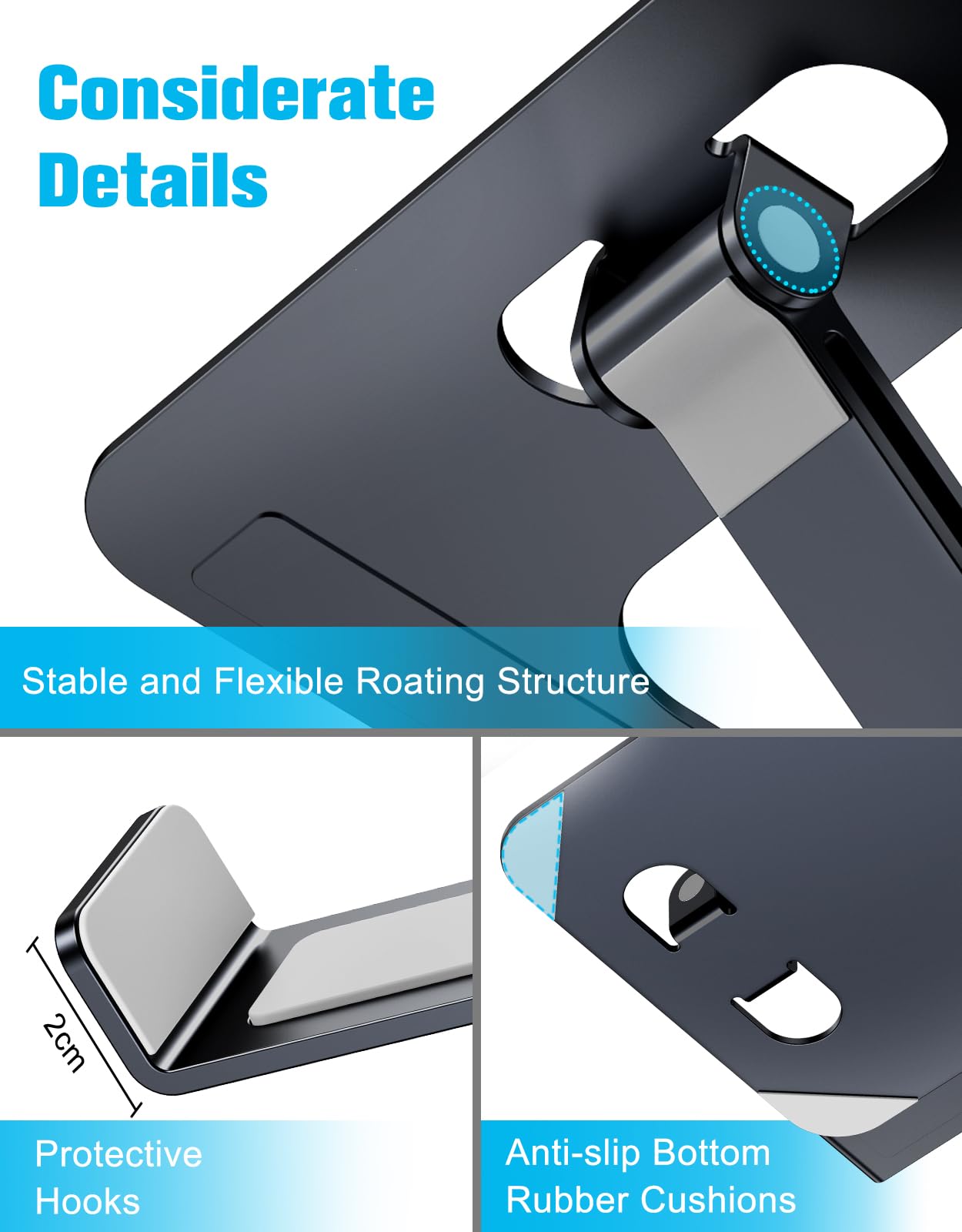 Babacom Laptop Stand - Ergonomic Foldable Adjustable Height Aluminium Alloy Riser for MacBook Air, Pro & 10-16